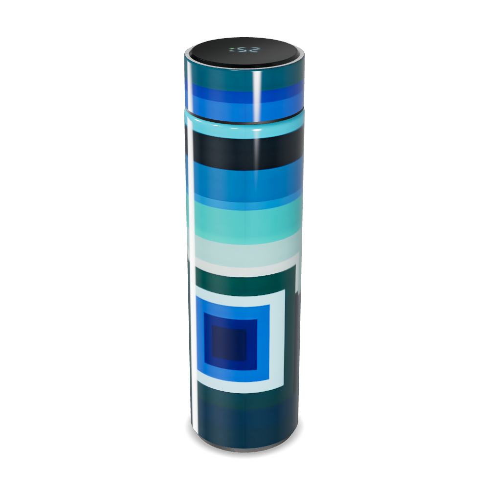 Garrafa Térmica Touch - Azul com Estampa Geométrica