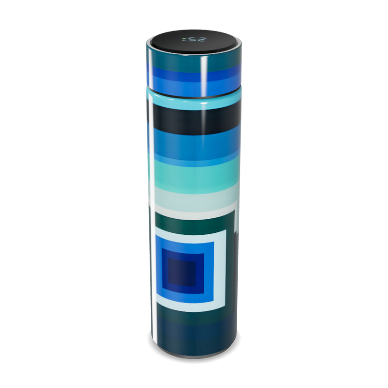 Garrafa Térmica Touch - Azul com Estampa Geométrica