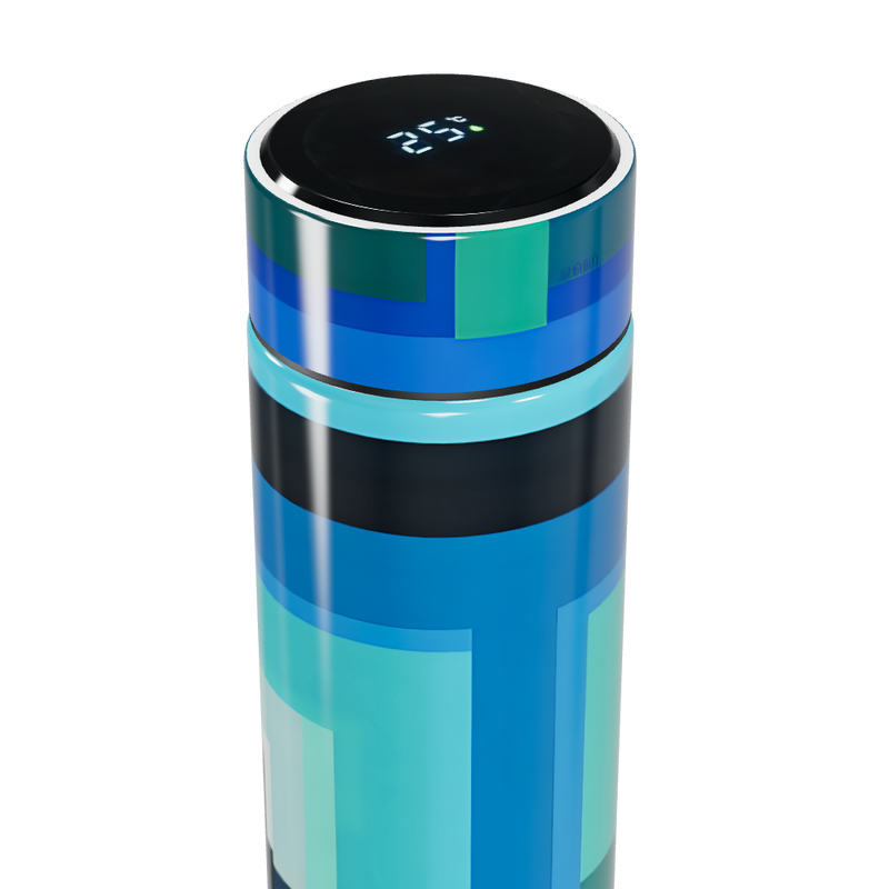 Garrafa Térmica Touch - Azul com Estampa Geométrica