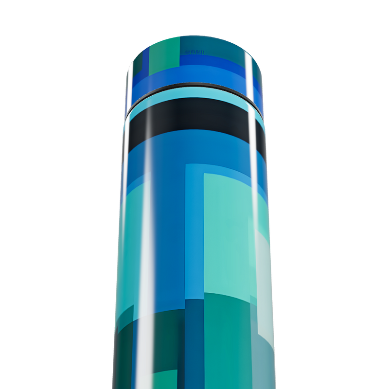 Garrafa Térmica Touch - Azul com Estampa Geométrica