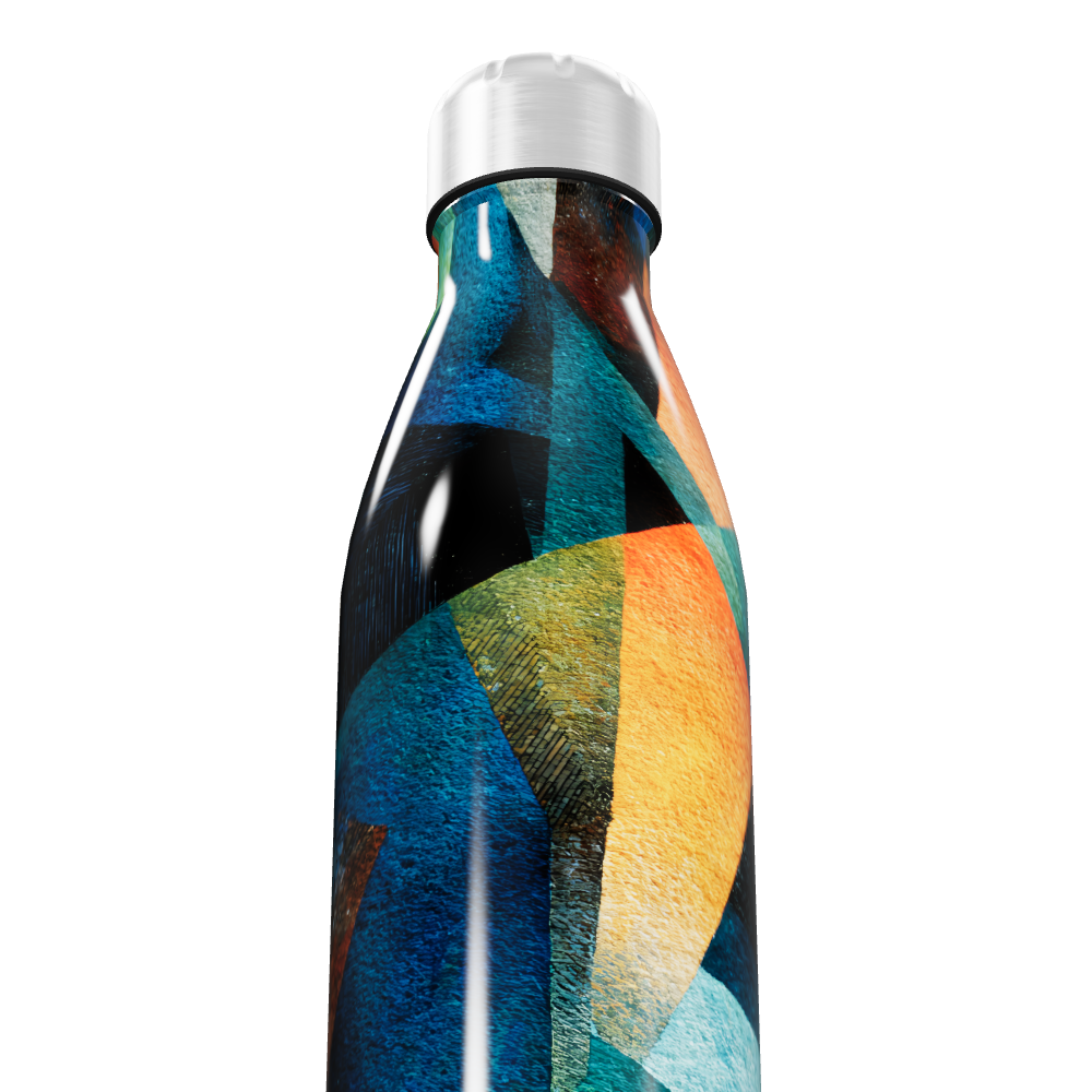 Garrafa Inox - Estampa Geométrica Colorida