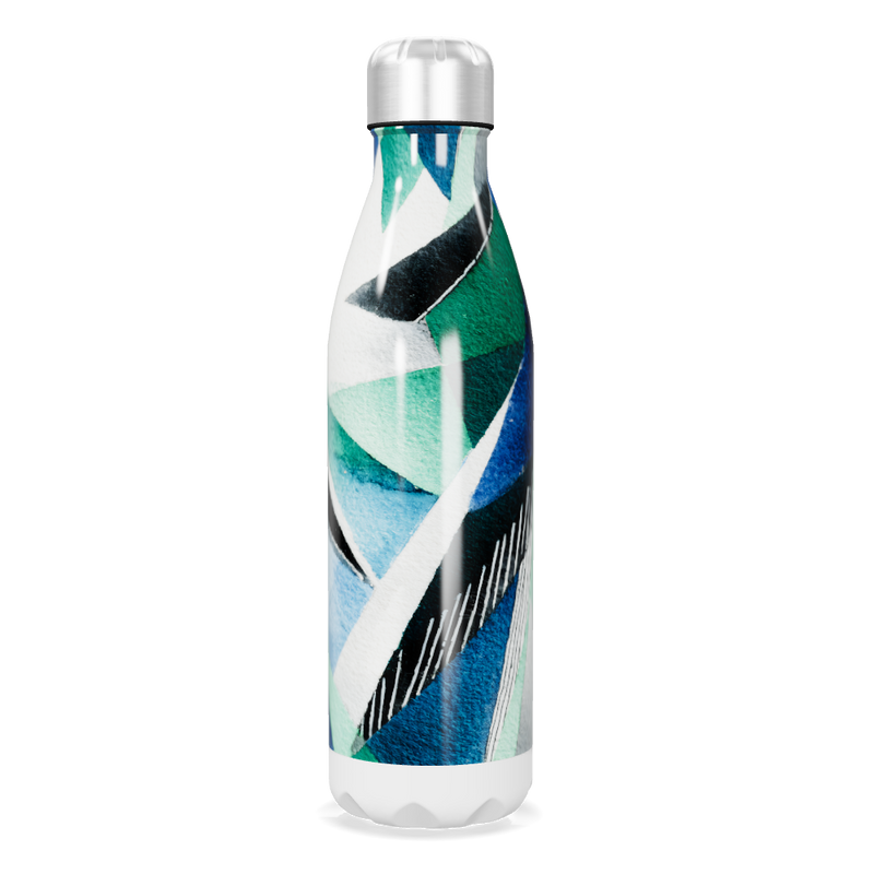 Garrafa Inox - Estampa Geométrica Azul