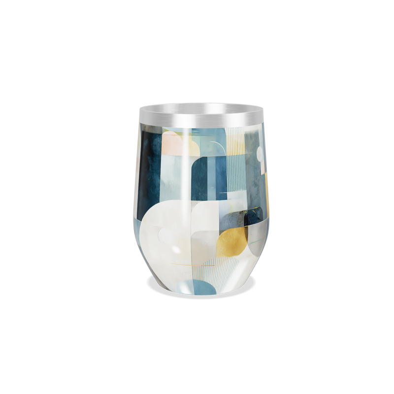 Copo Térmico Slim - Abstrato Azul e Dourado