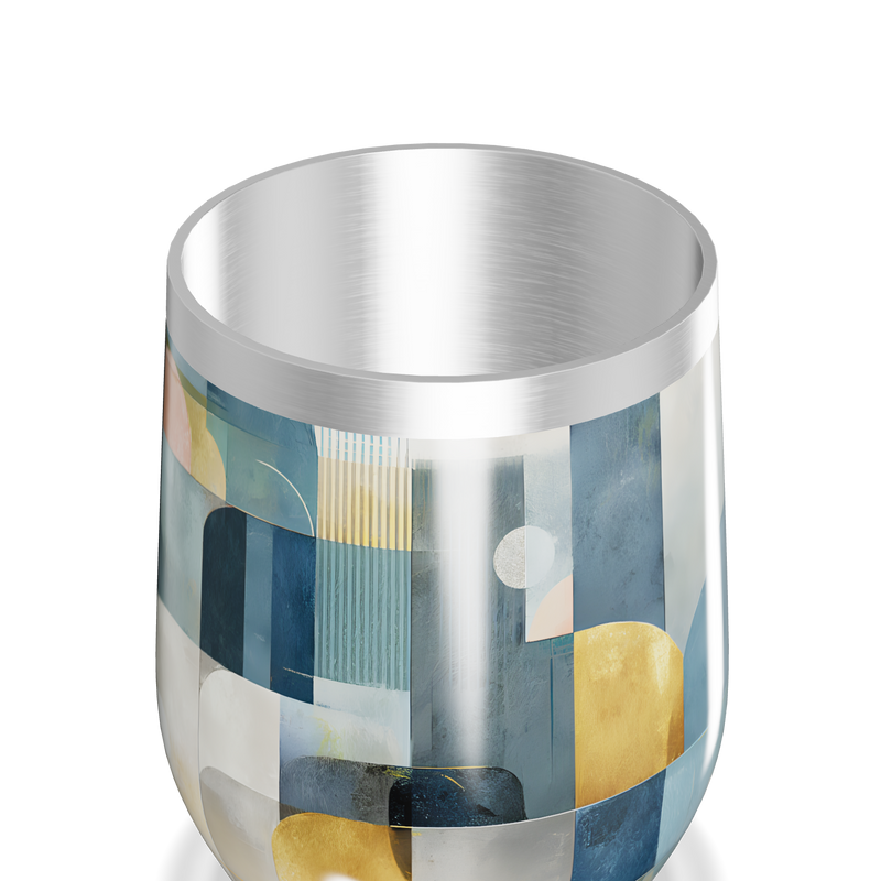 Copo Térmico Slim - Abstrato Azul e Dourado