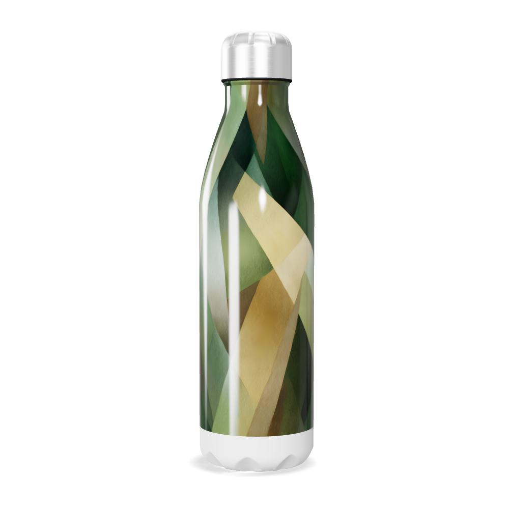 Garrafa Inox - Verde com Estampa Geométrica