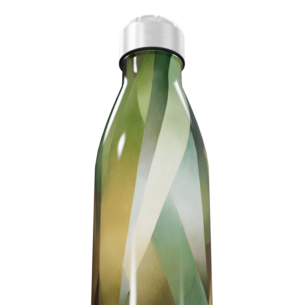 Garrafa Inox - Verde com Estampa Geométrica