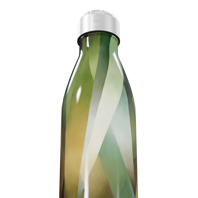 Garrafa Inox - Verde com Estampa Geométrica