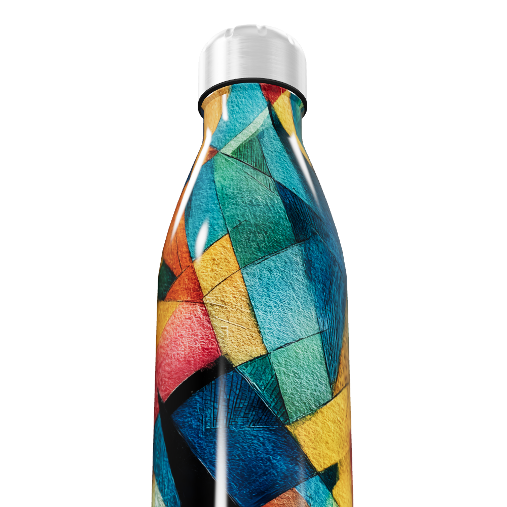 Garrafa Inox Estampa Colorida Geométrica