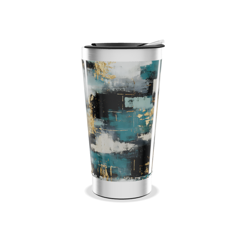 Copo Térmico - Design Abstrato Preto e Dourado