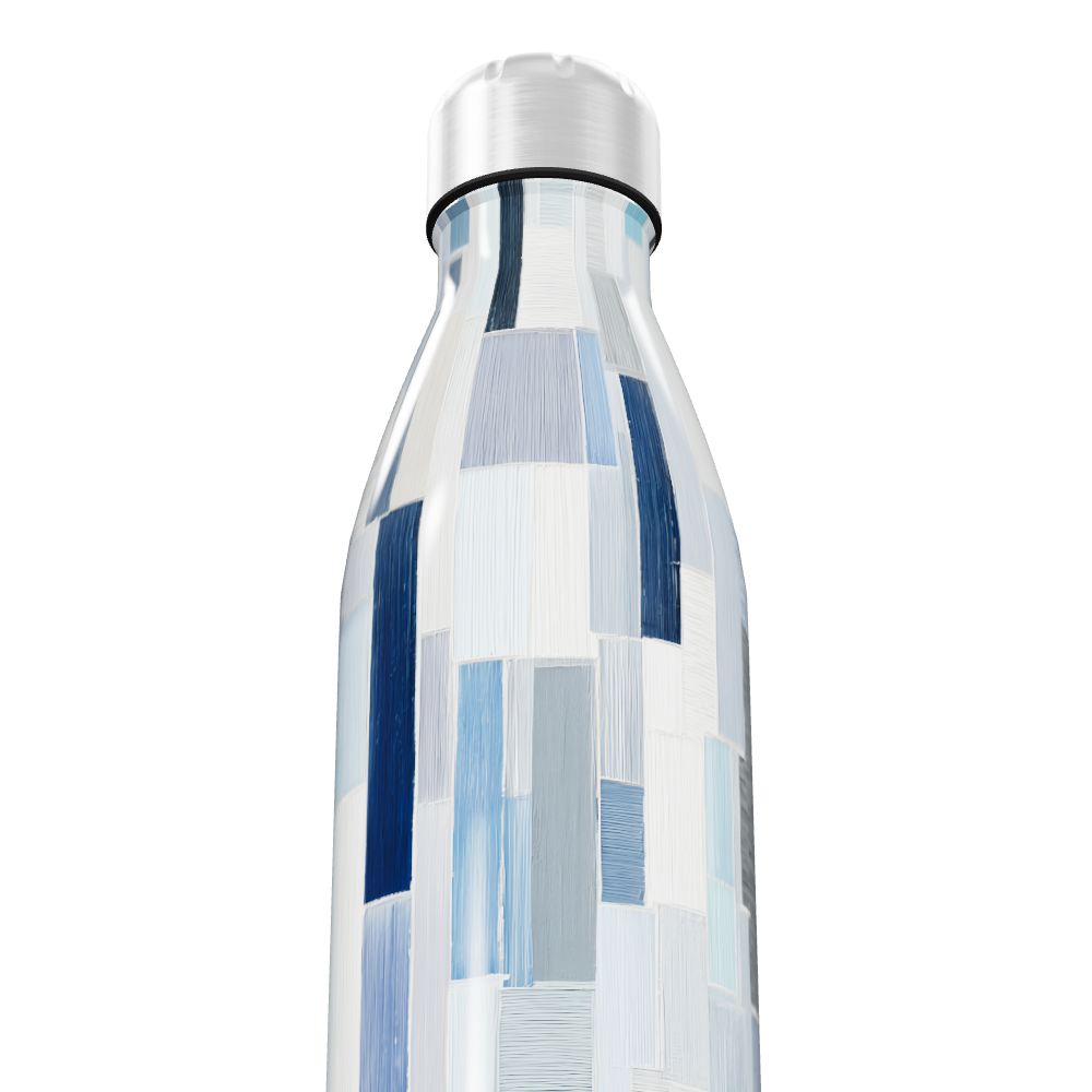 Garrafa Inox - Estampa Geométrica Azul