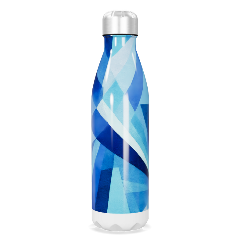 Garrafa Inox - Azul com Estampa Geométrica