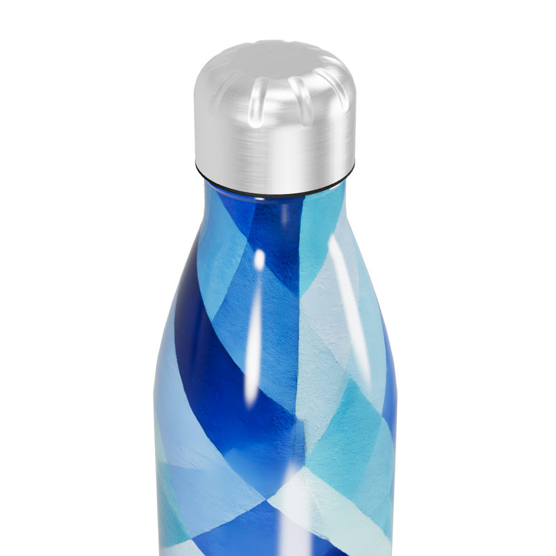 Garrafa Inox - Azul com Estampa Geométrica