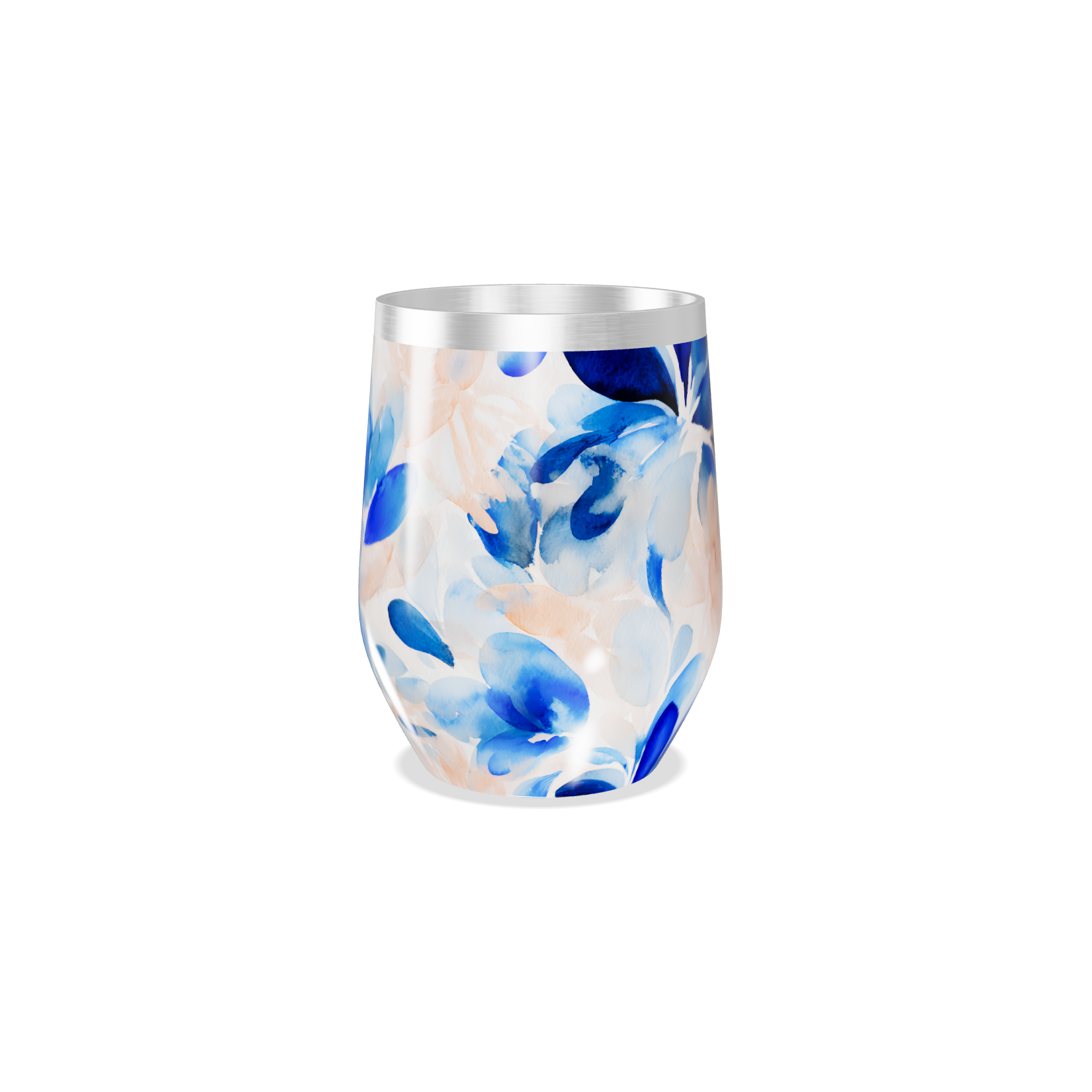 Copo Térmico Slim Flores Azuis Inox