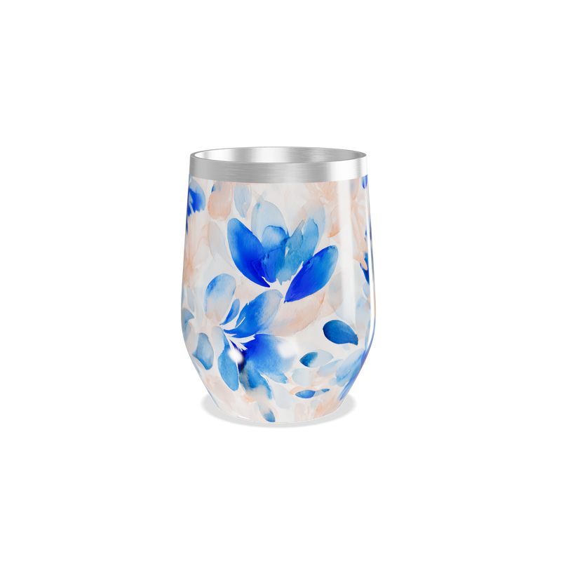 Copo Térmico Slim Flores Azuis Inox