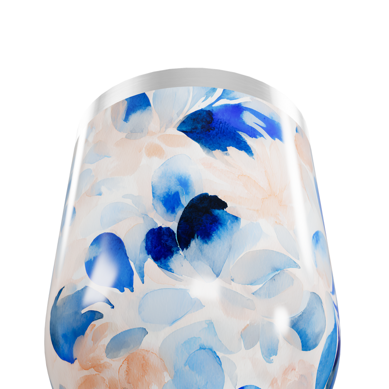 Copo Térmico Slim Flores Azuis Inox