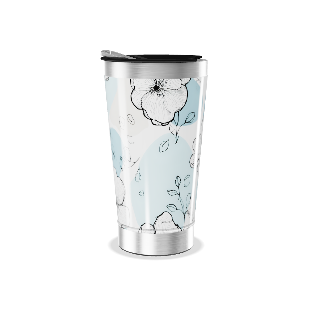 Copo Térmico - Floral Azul Inox