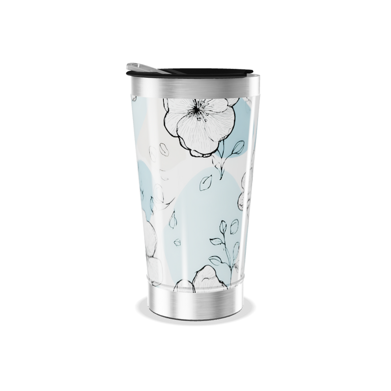 Copo Térmico - Floral Azul Inox