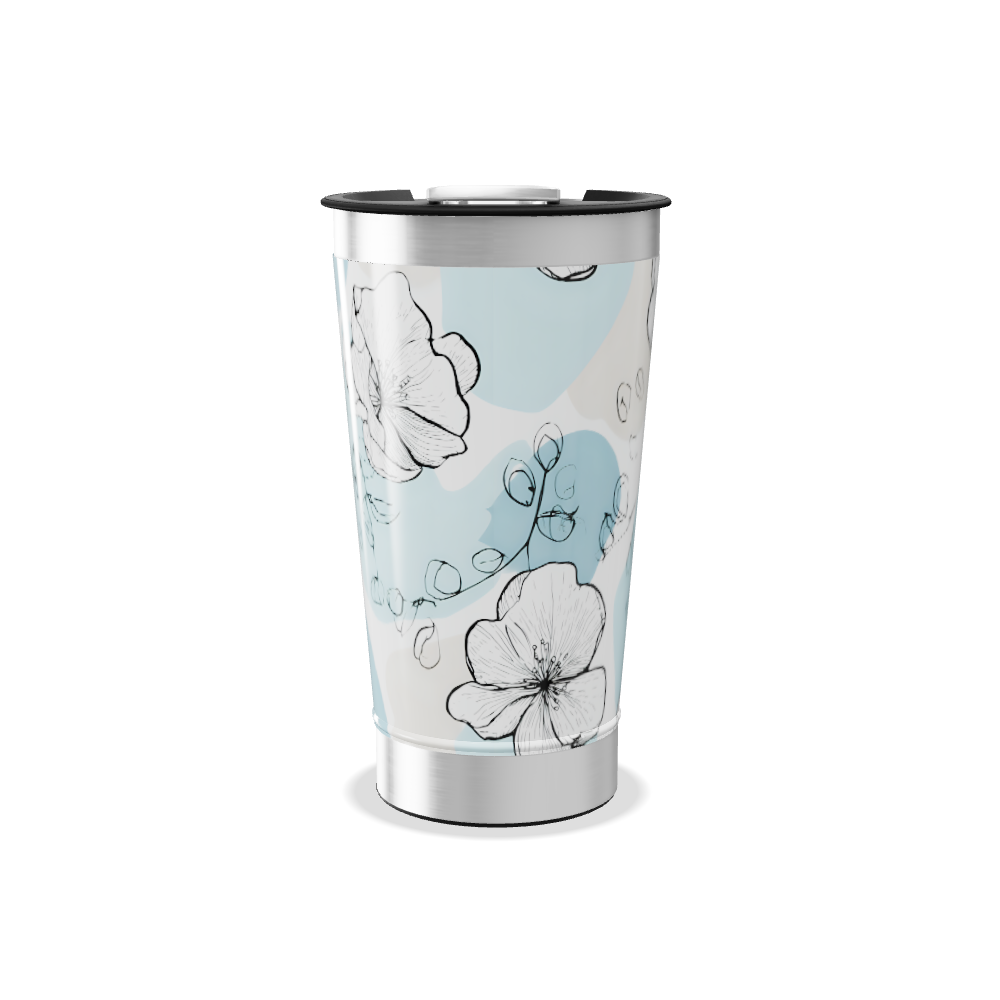 Copo Térmico - Floral Azul Inox