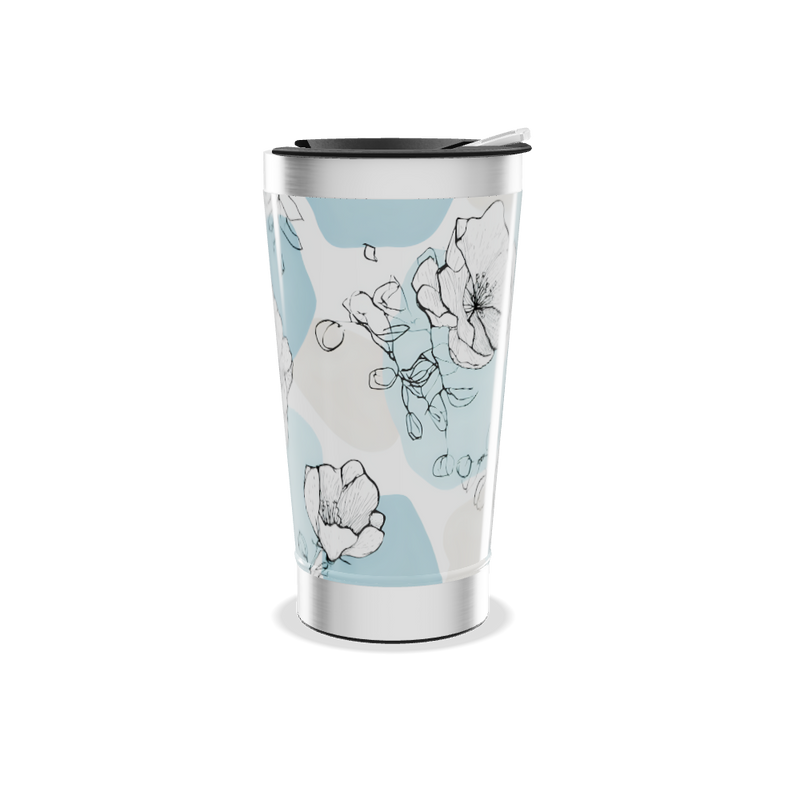 Copo Térmico - Floral Azul Inox