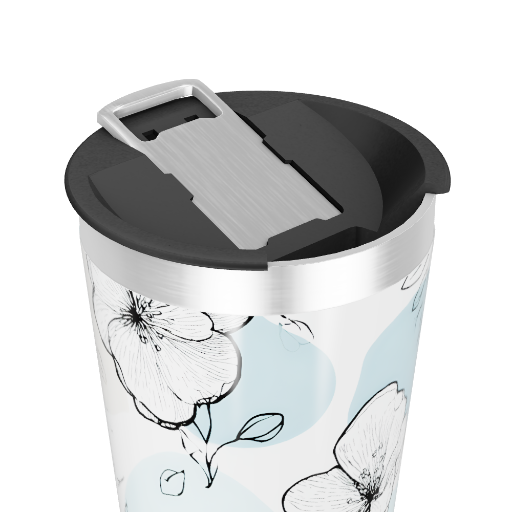 Copo Térmico - Floral Azul Inox