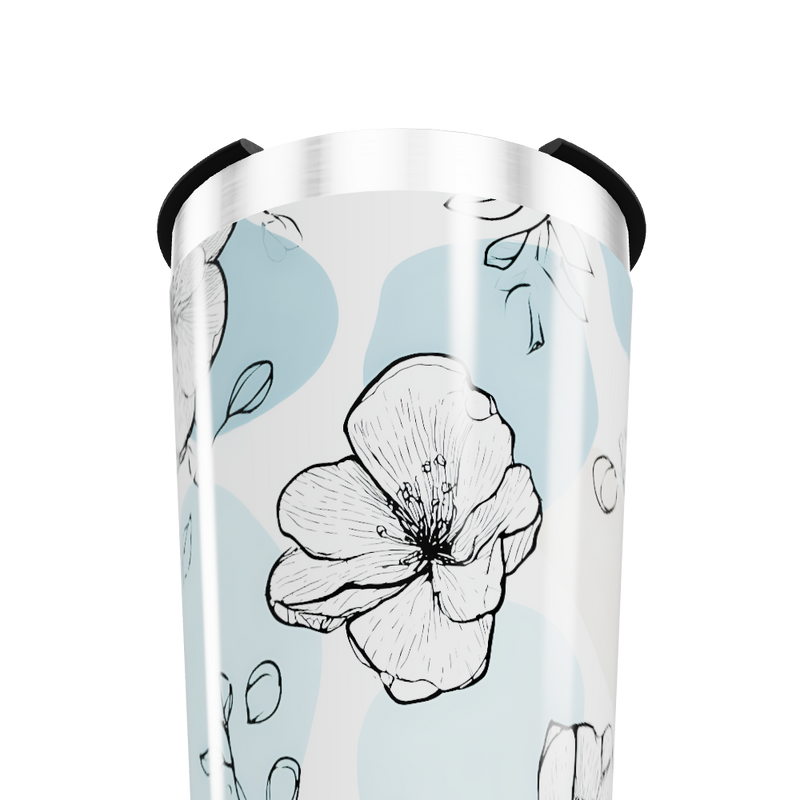 Copo Térmico - Floral Azul Inox