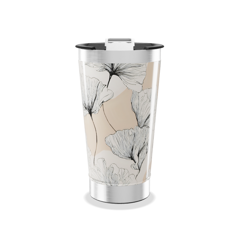 Copo Térmico - Floral Bege Aço Inox