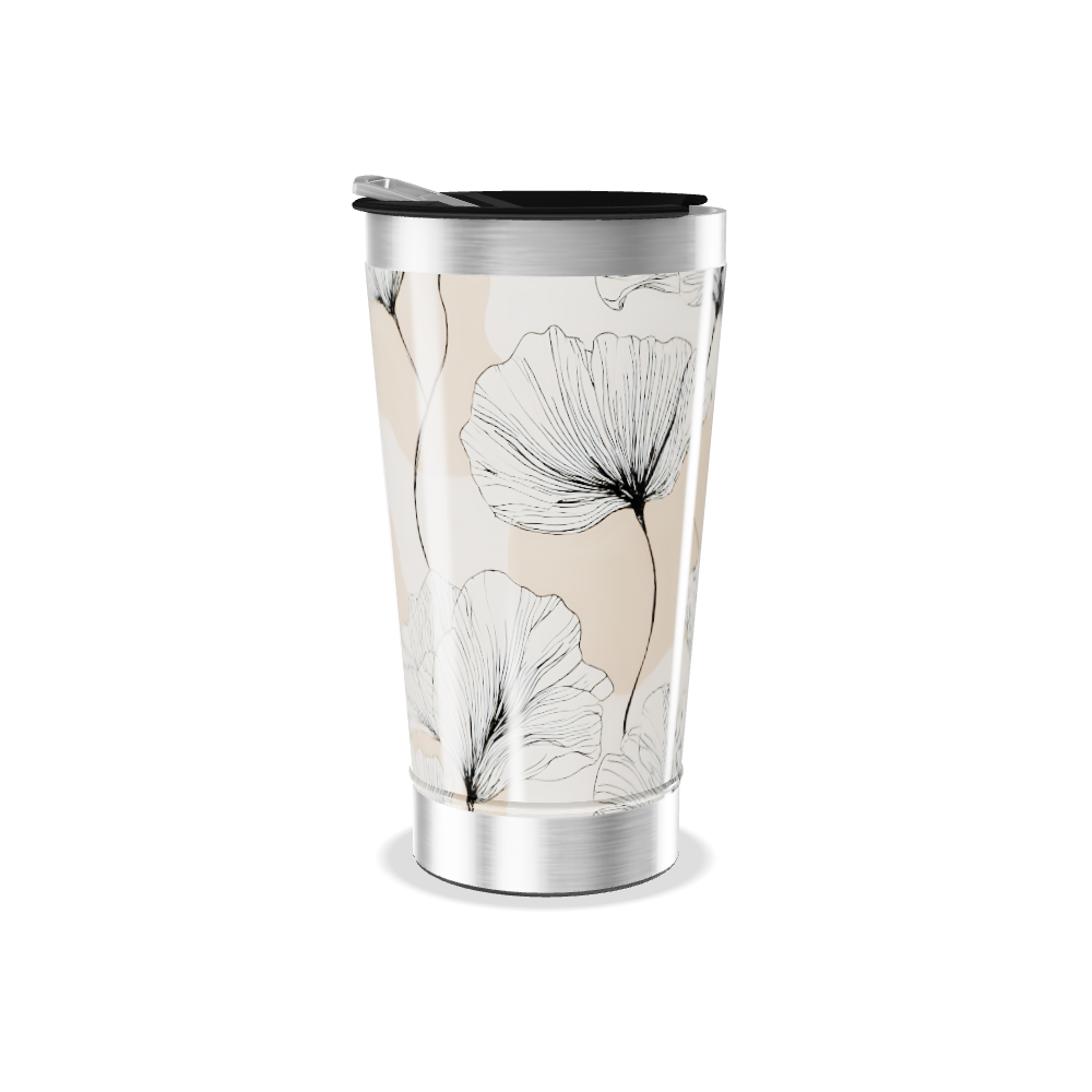 Copo Térmico - Floral Bege Aço Inox