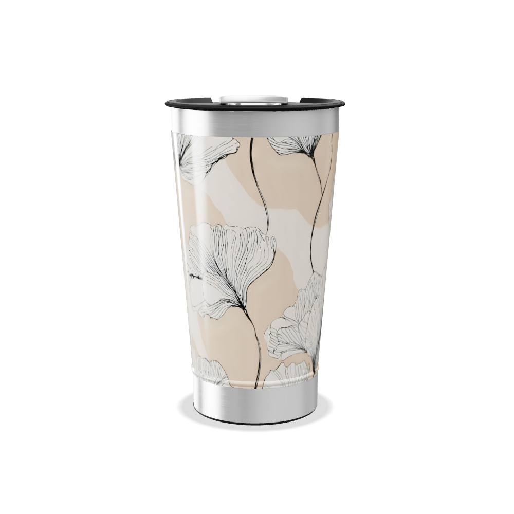 Copo Térmico - Floral Bege Aço Inox