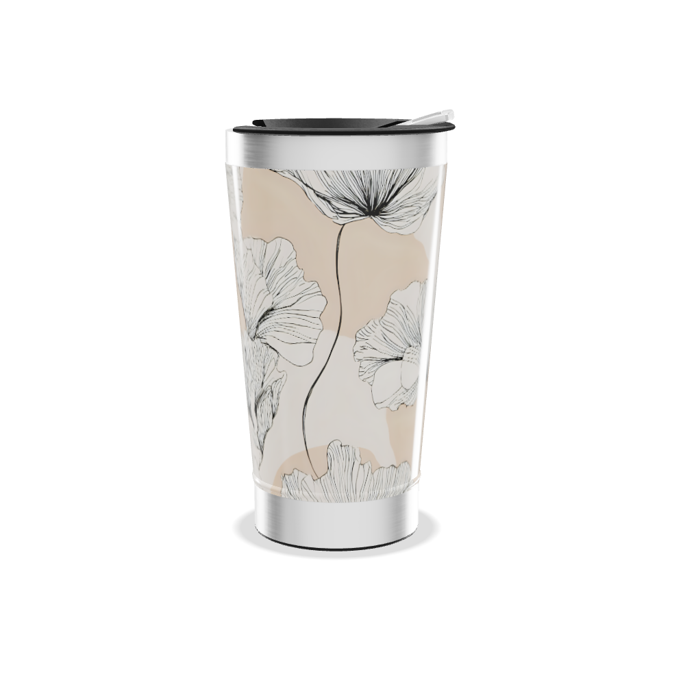 Copo Térmico - Floral Bege Aço Inox