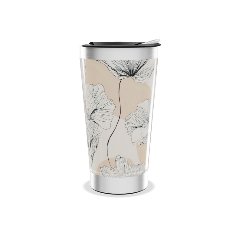 Copo Térmico - Floral Bege Aço Inox