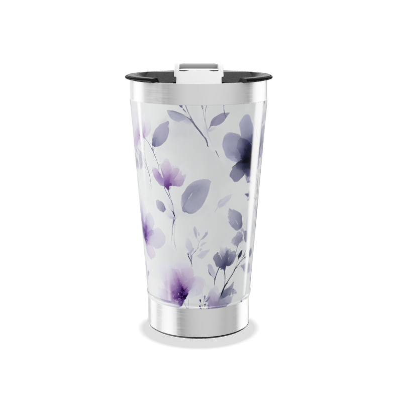 Copo Térmico - Floral Roxo Inox