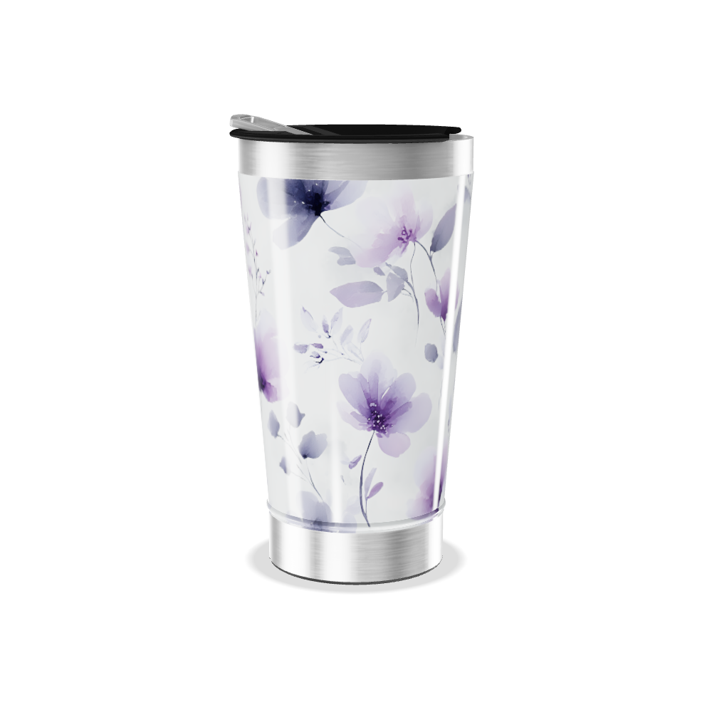 Copo Térmico - Floral Roxo Inox