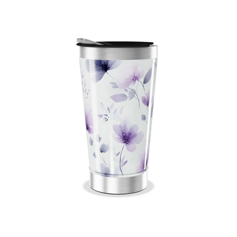 Copo Térmico - Floral Roxo Inox