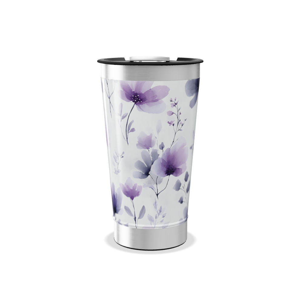 Copo Térmico - Floral Roxo Inox