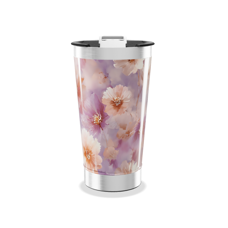 Copo Térmico - Floral Roxo e Rosa