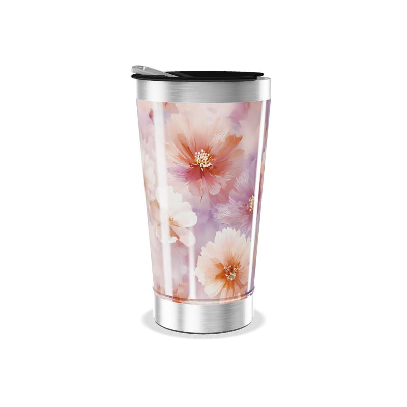Copo Térmico - Floral Roxo e Rosa