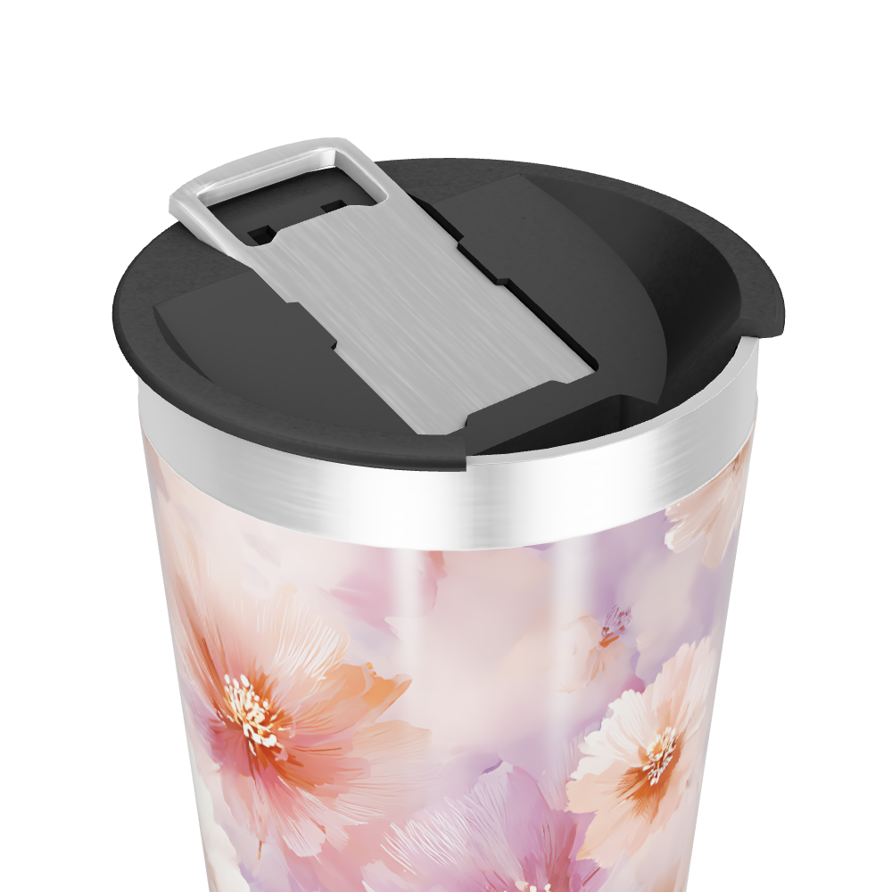 Copo Térmico - Floral Roxo e Rosa