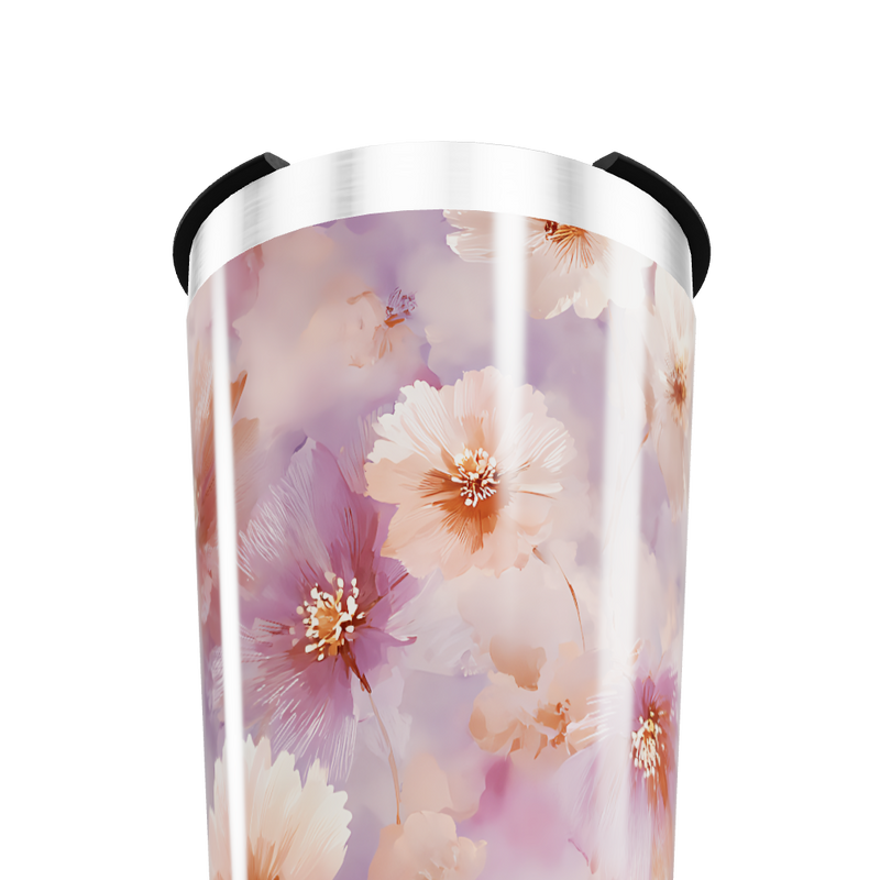 Copo Térmico - Floral Roxo e Rosa