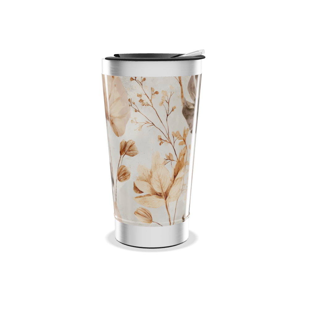 Copo Térmico - Estampa Folhagem Bege