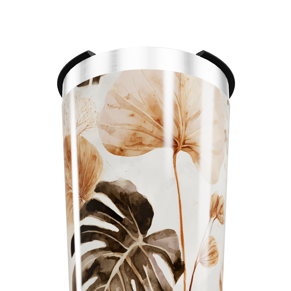 Copo Térmico - Estampa Folhagem Bege