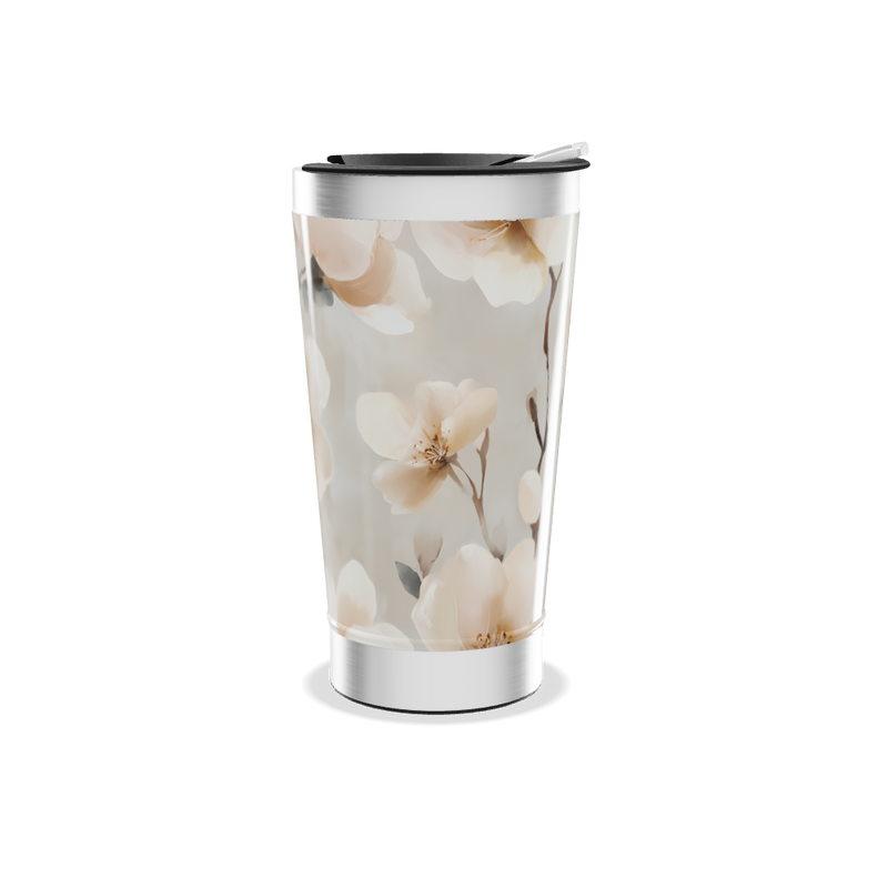 Copo Térmico - Floral Bege Aço Inox