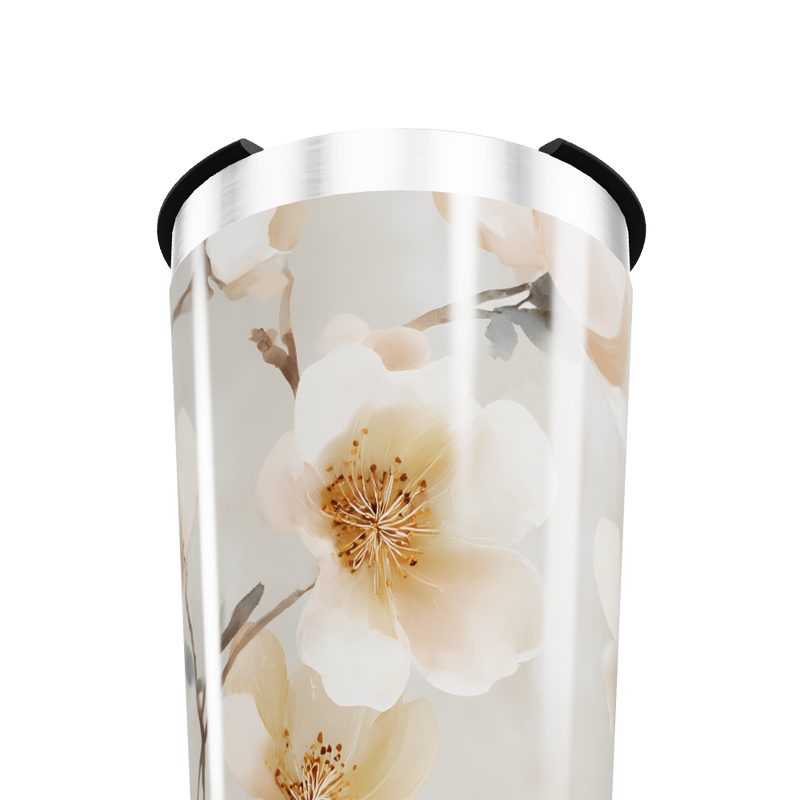 Copo Térmico - Floral Bege Aço Inox