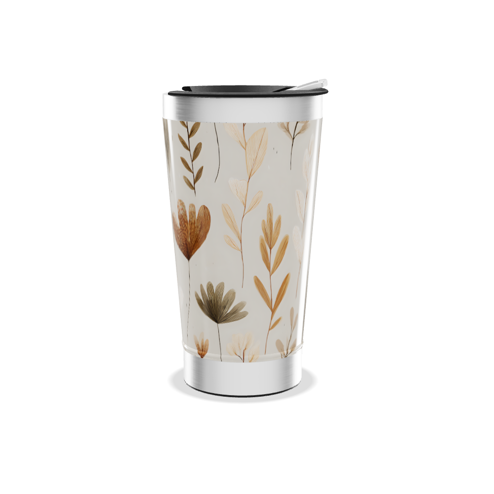 Copo Térmico - Floral Bege Inox