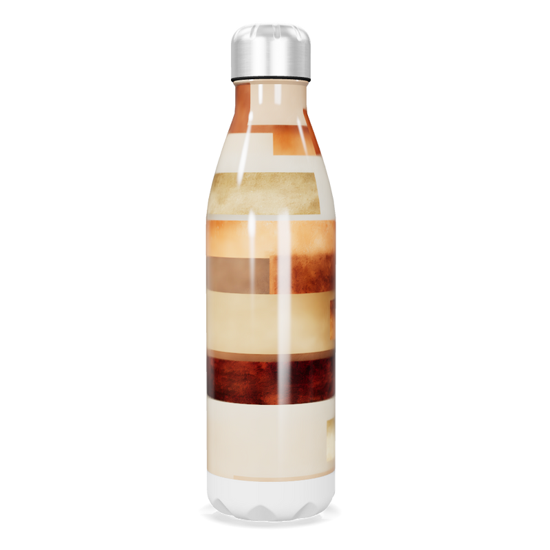Garrafa Inox - Estampada Listras Bege e Marrom
