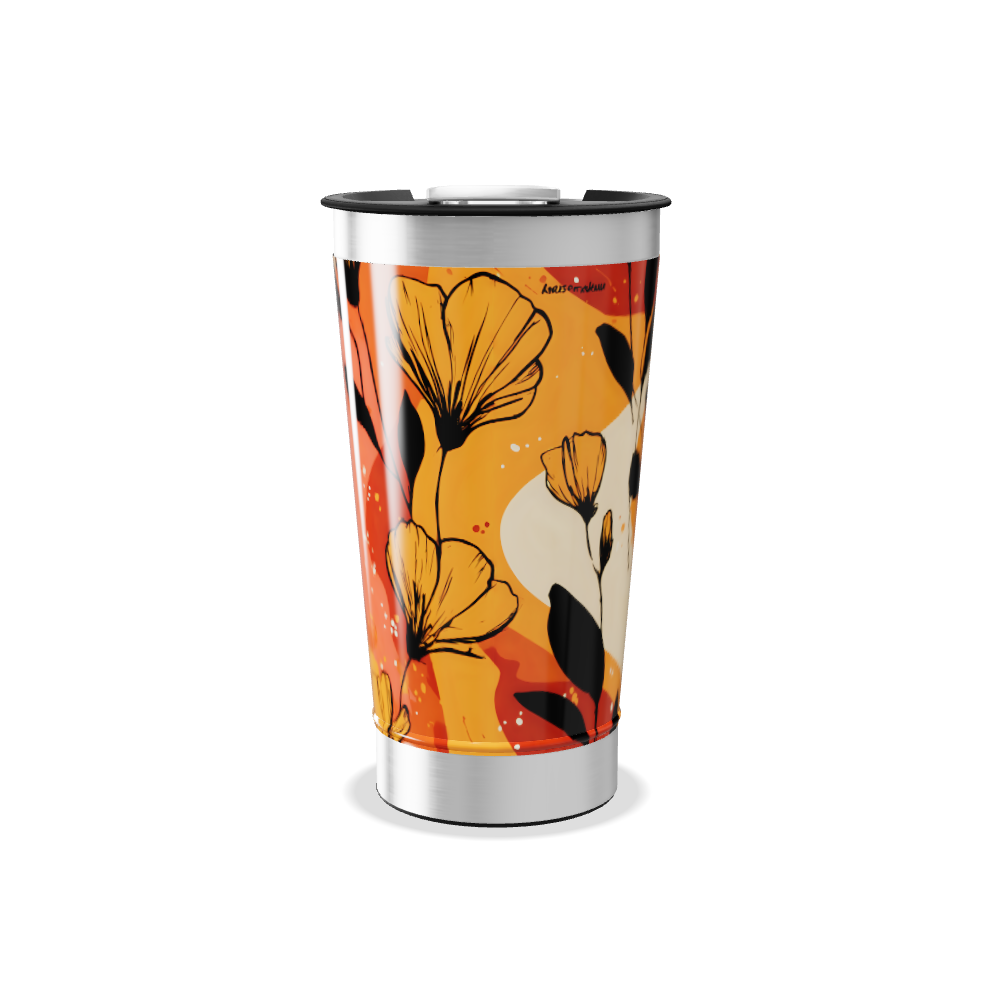 Copo Térmico - Floral colorido aço inox