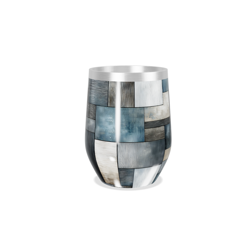 Copo Térmico Slim - Inox Patchwork Azul