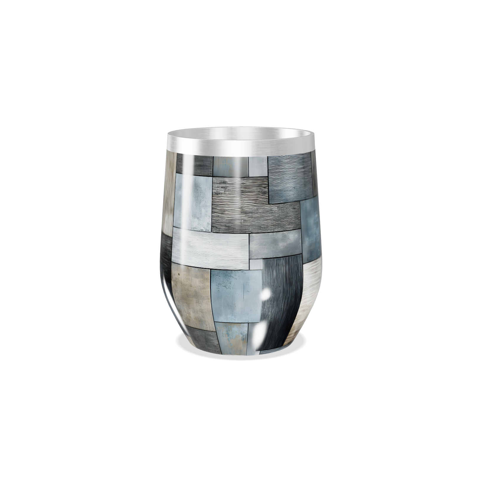 Copo Térmico Slim - Inox Patchwork Azul