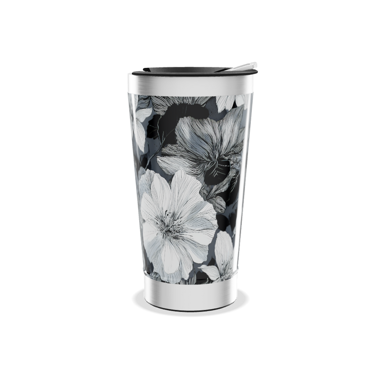 Copo Térmico - Floral Preto e Branco