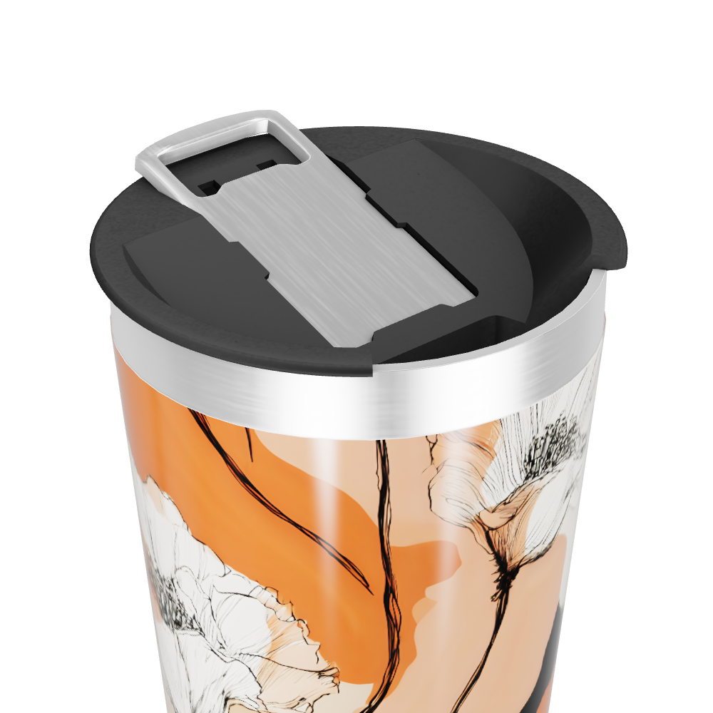 Copo Térmico - Floral Laranja Aço Inox