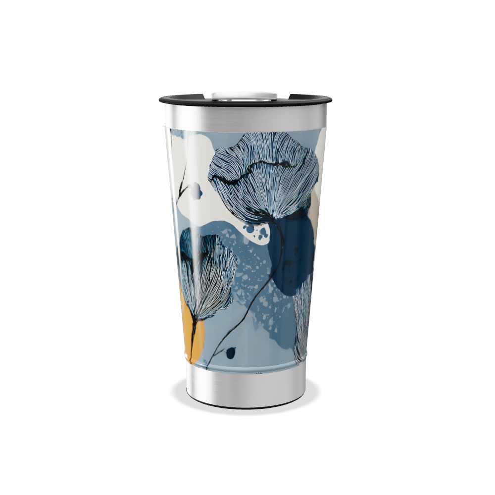 Copo Térmico - Azul com Estampa Abstrata